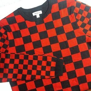 The Rail men's red black buffalo plaid long sleeve pullover sweater Size Medium